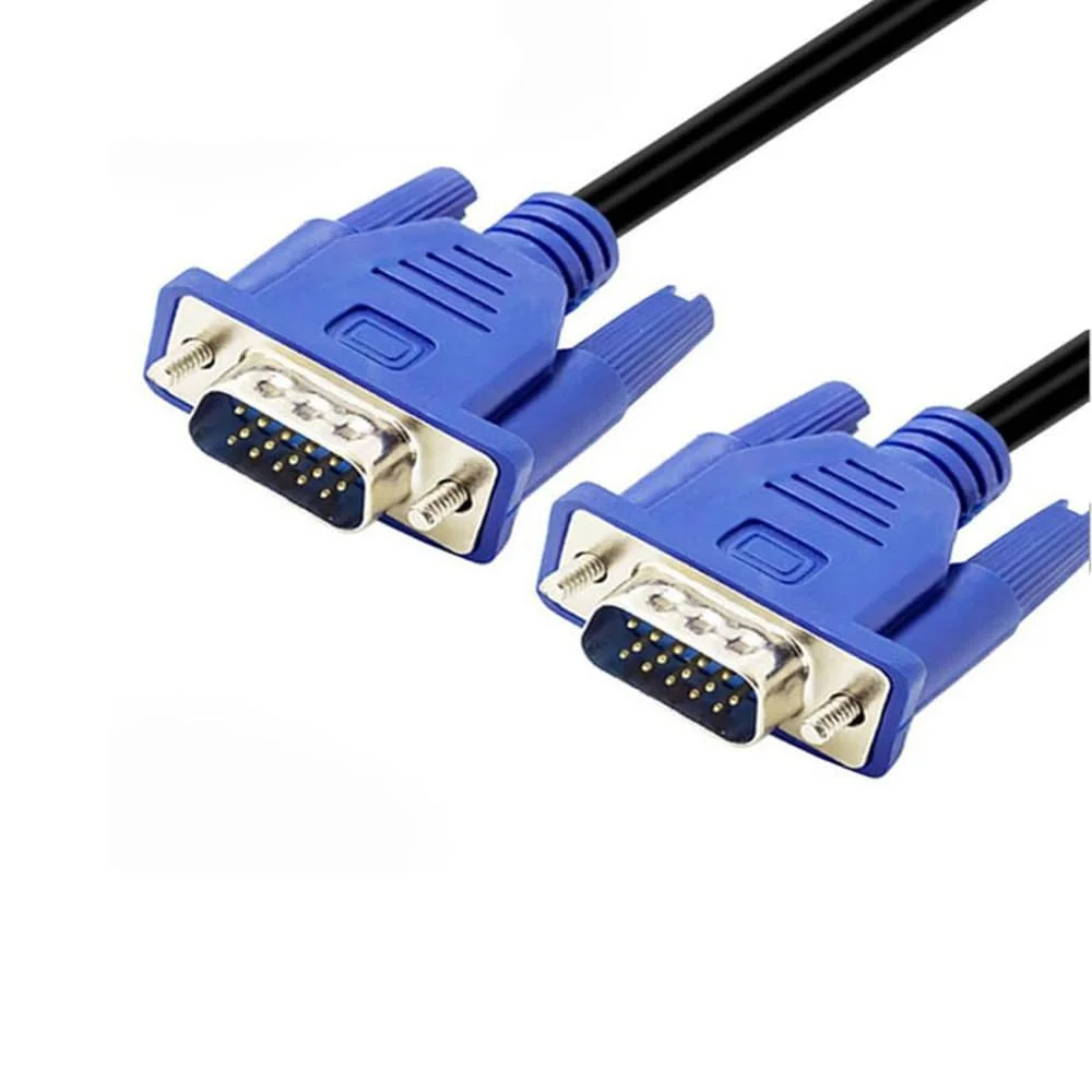 کابل VGA به VGA، HD15 نر به نر 1.5 متری، 15 پین 1080P Full HD نر به کابل مانیتور برای مانیتورهای کامپیوتر، لپ تاپ ها، پروژکتورهای تلویزیون - آبی