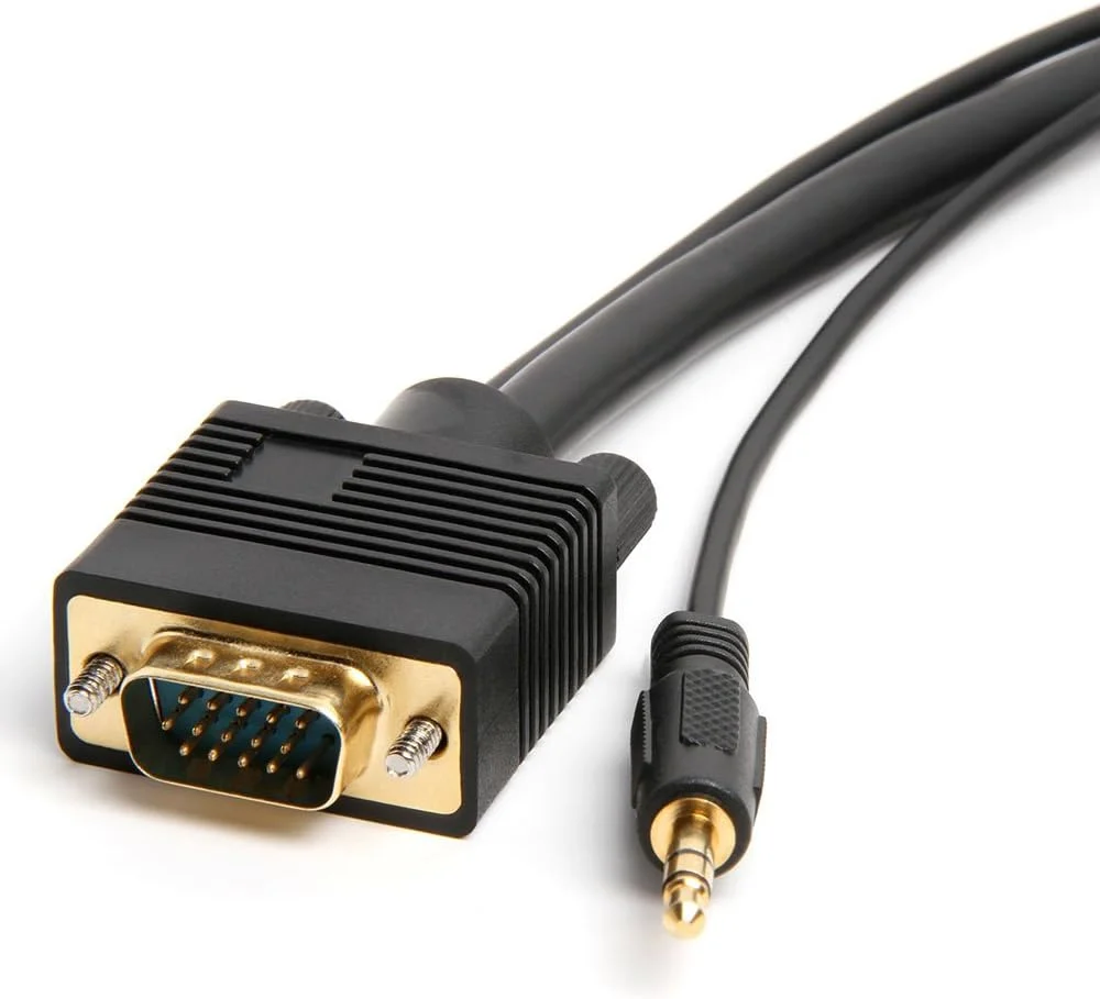 کابل VGA نر به نر Cmple با کابل صوتی کمکی 3.5 میلی‌متری برای مانیتور SVGA PC با پین 15، طول 15 متر