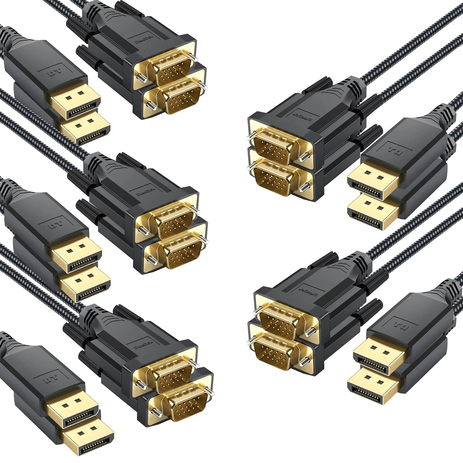 کابل DisplayPort به VGA طول 1.8 متر، بسته 10 عددی، کابل تبدیل Display Port DP به VGA نر به نر با روکش بافته شده برای مانیتور، کامپیوتر، لپ تاپ، پروژکتور و تلویزیون