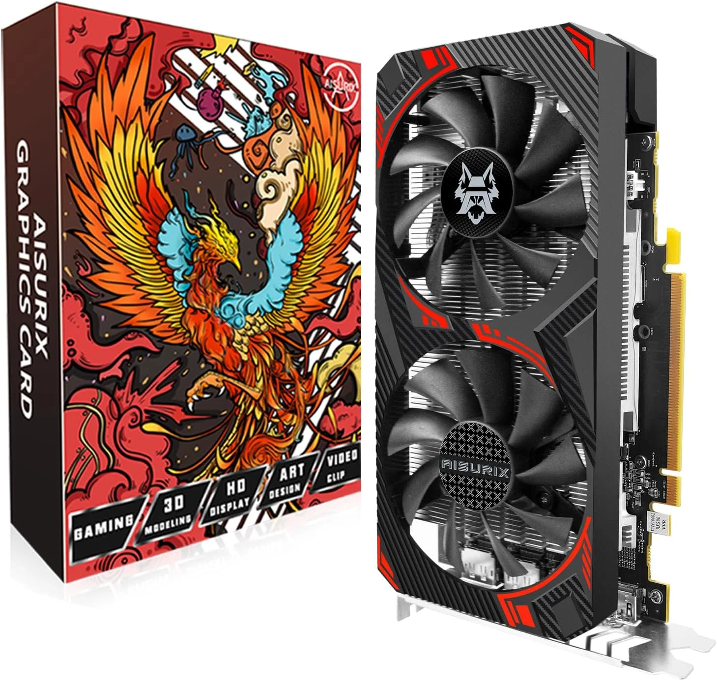 کارت گرافیک RX 580 با 8 گیگابایت حافظه GDDR5، 2048 SP، PCIe 3.0، خنک کننده دو فن، خروجی های HDMI/DP/DVI، کارت ویدیو برای کامپیوتر گیمینگ و استریم