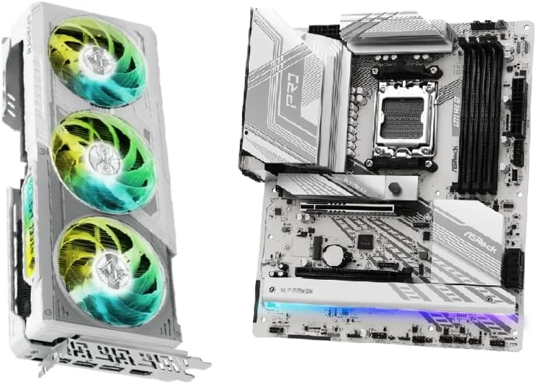 باندل کارت گرافیک ASRock Radeon RX 9070 XT Steel Legend با 16 گیگابایت حافظه و مادربرد X870 Pro RS AM5: PCIe 5.0، DDR5 8000+، USB4، پردازنده گرافیکی RDNA 4، فاز قدرت 14+2+1، سه فن، مناسب برای بازی 4K و هوش مصنوعی