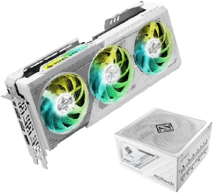 باندل کارت گرافیک ASRock Radeon RX 9070 XT Steel Legend با 16 گیگابایت حافظه GDDR6 به همراه منبع تغذیه 1000 واتی Steel Legend SL-1000GW ATX3.1/PCIe5.1 - آماده ATX3.1، دارای گواهینامه 80 پلاس گلد