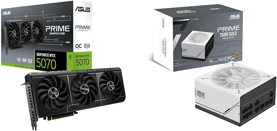 باندل کارت گرافیک ASUS The SFF-Ready Prime GeForce RTX™ 5070 OC Edition 12GB GDDR7 + منبع تغذیه ASUS Prime 750W Gold (سازگار با ATX 3.0، کاملاً ماژولار، دارای گواهینامه 80+ Gold)