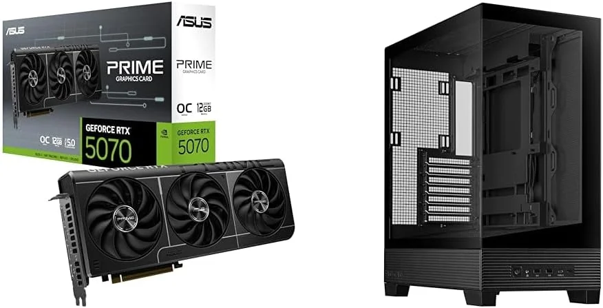 باندل کارت گرافیک ASUS The SFF-Ready Prime GeForce RTX™ 5070 OC Edition 12GB GDDR7 + کیس گیمینگ ASUS A31 Black ATX Mid-Tower، شیشه حرارت دیده دو طرفه، طراحی بدون قاب، کانکتورهای مخفی BTF