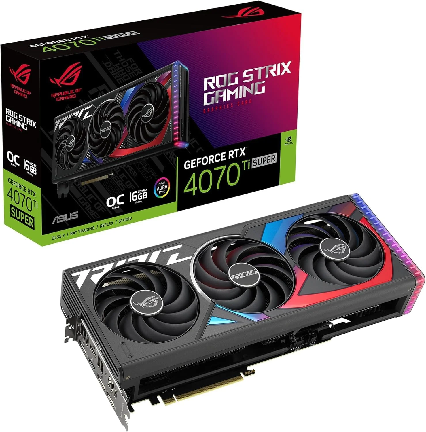 کارت گرافیک ایسوس ROG Strix GeForce RTX 4070 Ti Super OC - با 16 گیگابایت حافظه GDDR6X، 2 پورت HDMI و 3 پورت DP