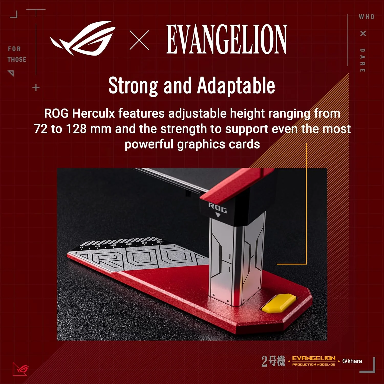 نگهدارنده کارت گرافیک ایسوس ROG Herculx EVA-02 Edition، به طور ایمن حتی قدرتمندترین کارت ها را تقویت می کند، به علاوه طراحی آسان برای استفاده و سازگاری گسترده را ارائه می دهد.