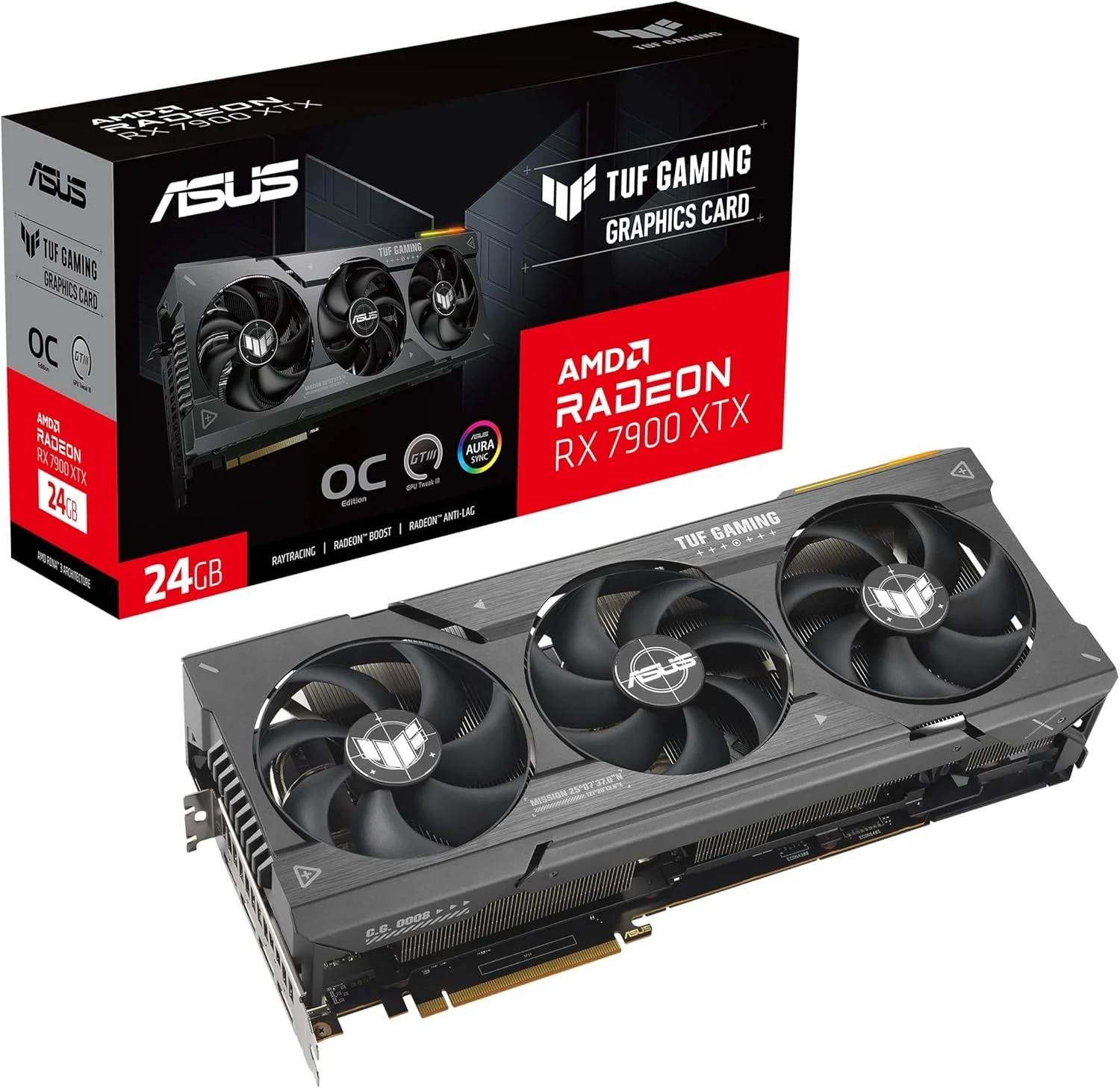 کارت گرافیک ایسوس TUF Gaming Radeon™ RX 7900 XTX OC Edition با 24 گیگابایت حافظه GDDR6 (PCIe 4.0, 24GB GDDR6, HDMI 2.1a, DisplayPort 2.1) (بازسازی شده)