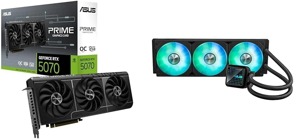 باندل کارت گرافیک ایسوس The SFF-Ready Prime GeForce RTX™ 5070 OC Edition با حافظه 12GB GDDR7 + خنک کننده مایع پردازنده ASUS Prime LC 360 ARGB All-in-one AIO سازگار با AMD و Intel، آینه بی نهایت