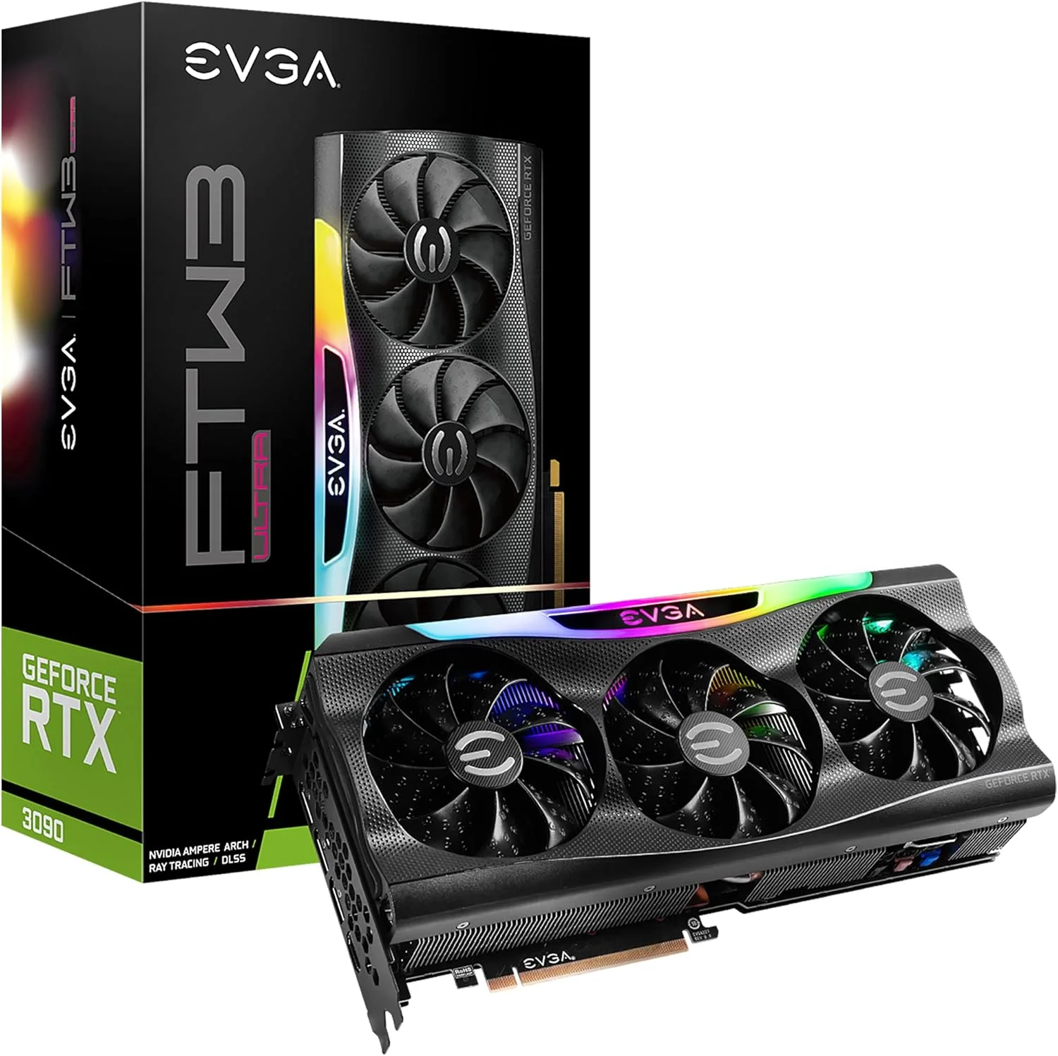 کارت گرافیک EVGA GeForce RTX 3090 FTW3 Ultra Gaming، با 24 گیگابایت حافظه GDDR6X، فناوری iCX3، نورپردازی ARGB LED و صفحه پشتی فلزی، مدل 24G-P5-3987-KR