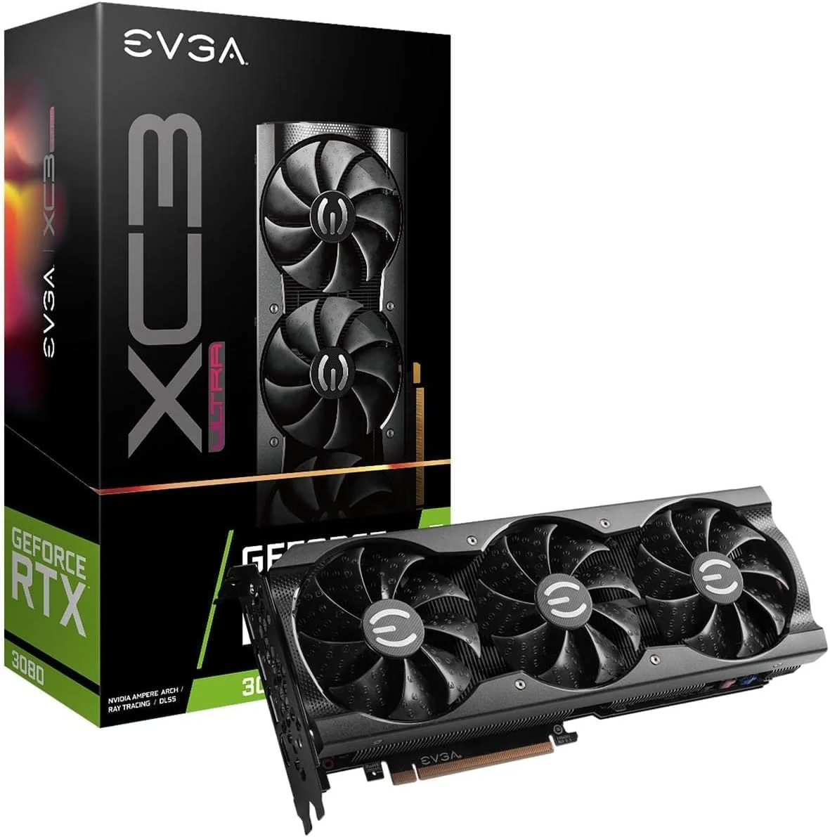 کارت گرافیک EVGA GeForce RTX 3080 XC3 Ultra Gaming، 10GB GDDR6X، خنک کننده iCX3، نورپردازی ARGB LED، صفحه پشتی فلزی، LHR
