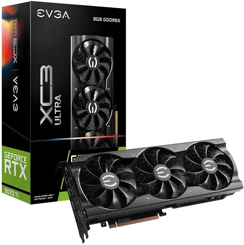 کارت گرافیک EVGA GeForce RTX 3070 Ti XC3 Ultra Gaming، 8 گیگابایت GDDR6X، خنک کننده iCX3، نورپردازی ARGB LED، صفحه پشتی فلزی