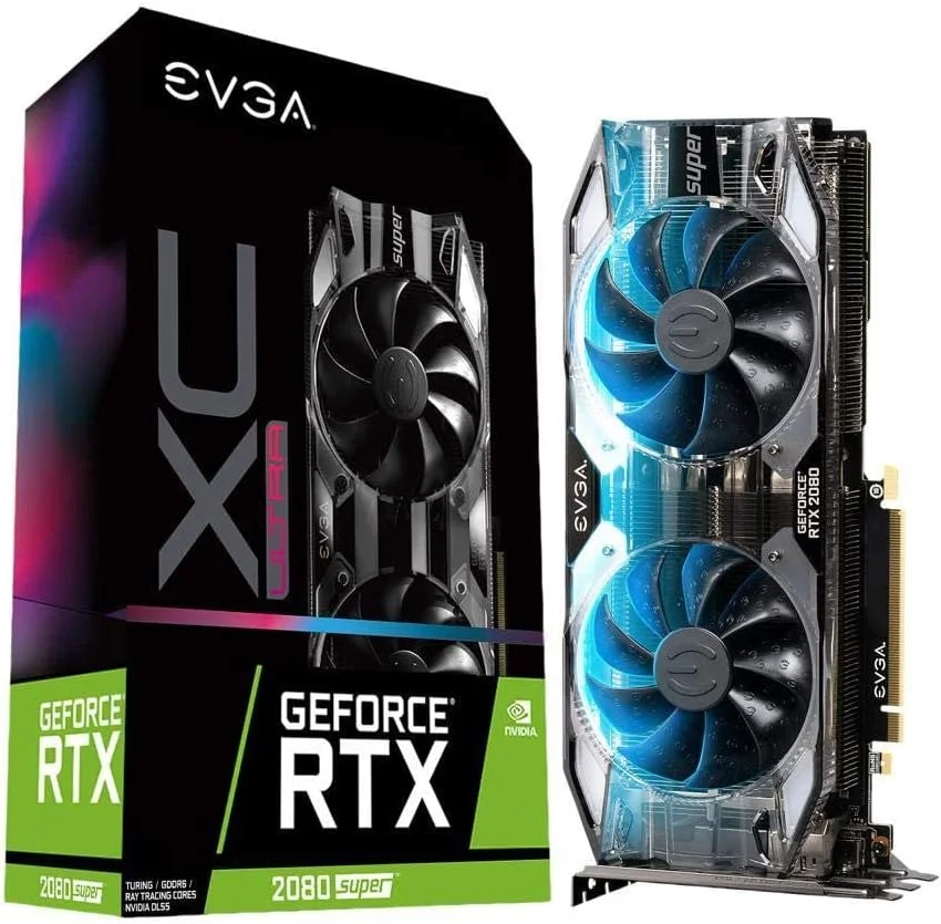 کارت گرافیک EVGA GeForce 08G-P4-3183-KR, RTX 2080 Super XC Ultra, اورکلاک شده، خنک کننده دوگانه 2.75 اسلات، گیمینگ 70C، نورپردازی RGB، دارای صفحه پشتی فلزی، 8 گیگابایت GDDR6 (بازسازی شده)