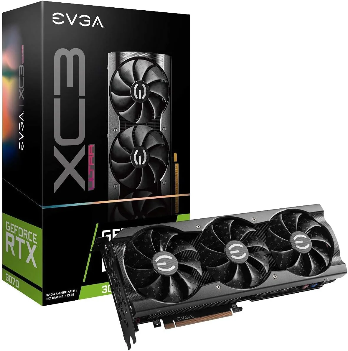 کارت گرافیک EVGA 08G-P5-3751-KR GeForce RTX 3070 XC3 Black Gaming، با 8 گیگابایت حافظه GDDR6، سیستم خنک کننده iCX3 و نورپردازی ARGB LED (بازسازی شده)