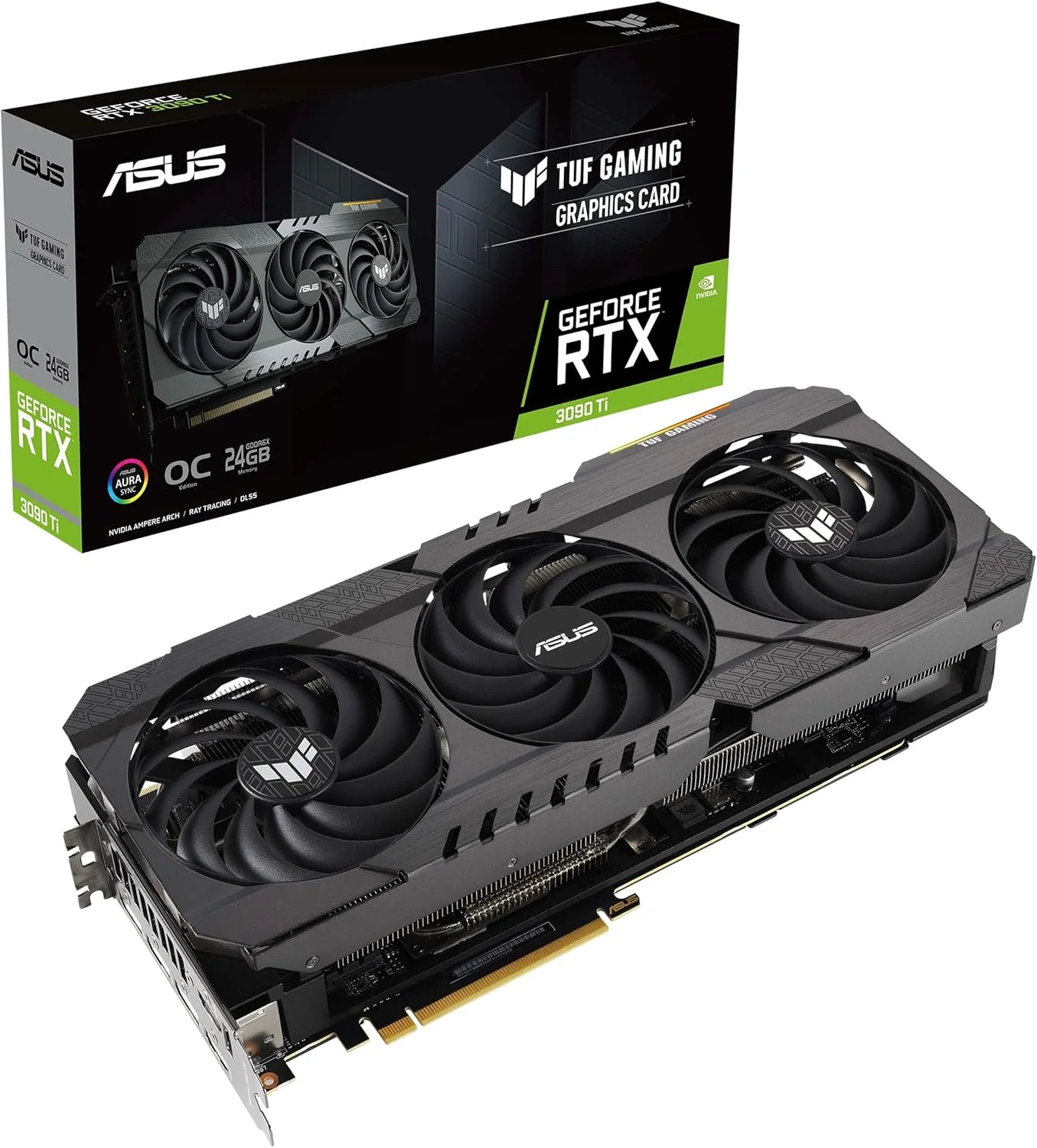 کارت گرافیک ایسوس TUF Gaming NVIDIA GeForce RTX 3090 Ti OC Edition (PCIe 4.0, 24GB GDDR6X, HDMI 2.1, DisplayPort 1.4a, فن های بلبرینگ دوتایی، گواهی نظامی، GPU Tweak)