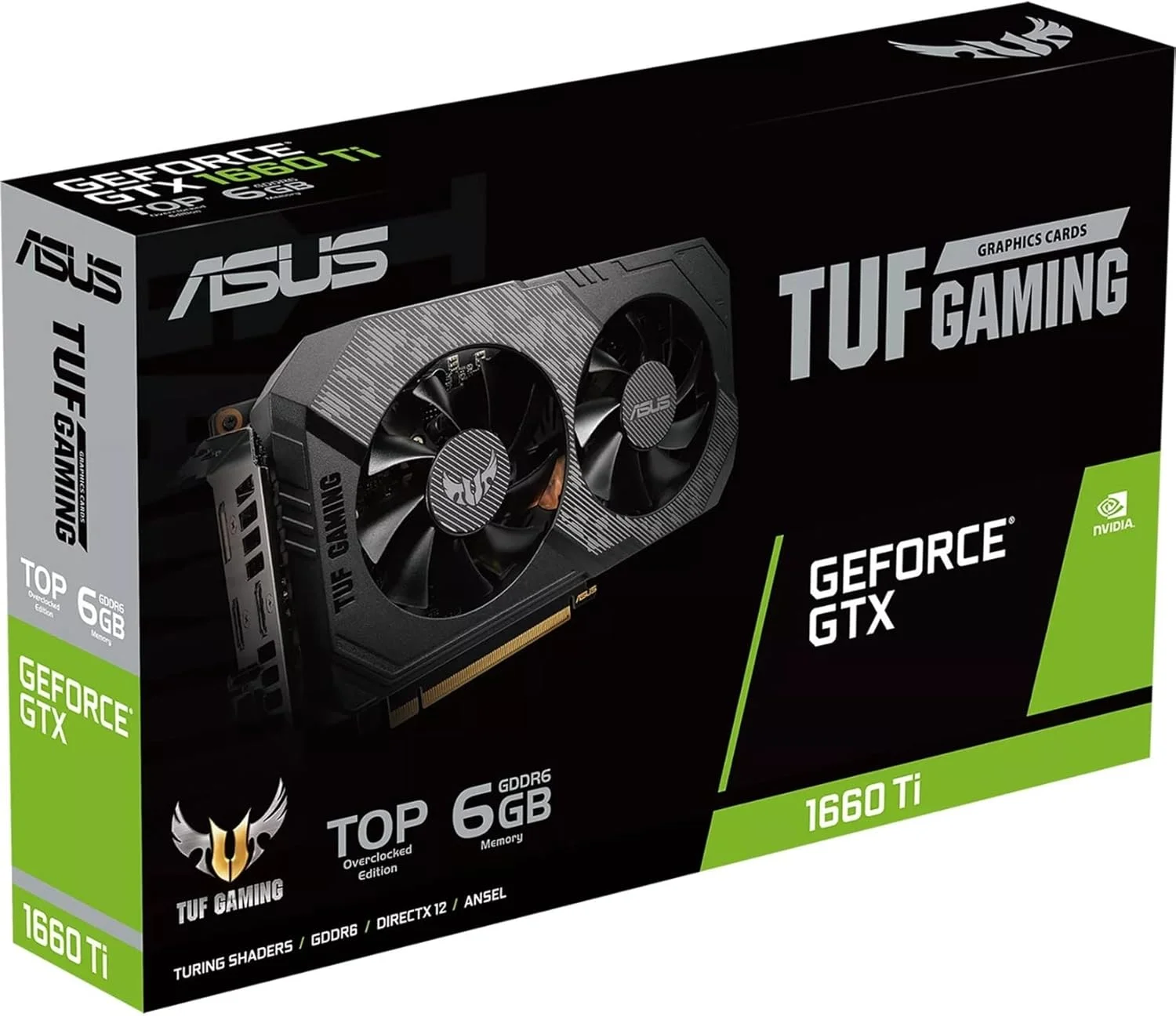 کارت گرافیک ایسوس TUF Gaming NVIDIA GeForce GTX 1660 Ti EVO TOP Edition (PCIe 3.0، حافظه 6GB GDDR6، سرعت حافظه 14Gbps، HDMI 2.0b، DisplayPort 1.4، روان کننده مخصوص فضا، طراحی فشرده، GPU Tweak II) کارت گرافیک ایسوس TUF Gaming NVIDIA GeForce GTX 1660 Ti EVO TOP Edition (PCIe 3.0، حافظه 6GB GDDR6، سرعت حافظه 14Gbps، HDMI 2.0b، DisplayPort 1.4، روان کننده مخصوص فضا، طراحی فشرده، GPU Tweak II)