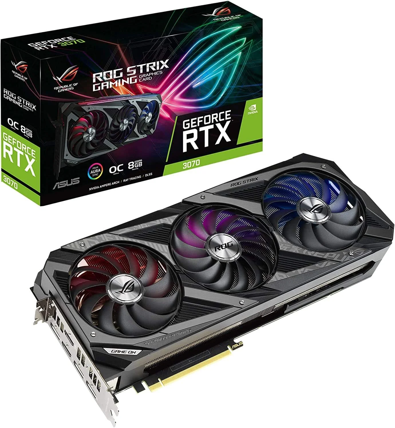کارت گرافیک گیمینگ ایسوس ROG STRIX NVIDIA GeForce RTX 3070 (PCIe 4.0، 8GB GDDR6، HDMI 2.1، DisplayPort 1.4a، طراحی فن Axial-Tech، 2.9-Slot، Super Alloy Power II، GPU Tweak II) کارت گرافیک گیمینگ ایسوس ROG STRIX NVIDIA GeForce RTX 3070 (PCIe 4.0، 8GB GDDR6، HDMI 2.1، DisplayPort 1.4a، طراحی فن Axial-Tech، 2.9-Slot، Super Alloy Power II، GPU Tweak II)