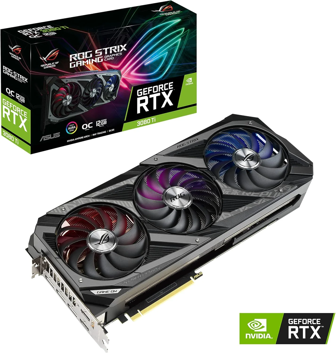 کارت گرافیک گیمینگ ایسوس ROG Strix NVIDIA GeForce RTX 3080 Ti OC Edition (PCIe 4.0، 12GB GDDR6X، HDMI 2.1، DisplayPort 1.4a، طراحی فن Axial-tech، 2.9-Slot، Super Alloy Power II، GPU Tweak II)