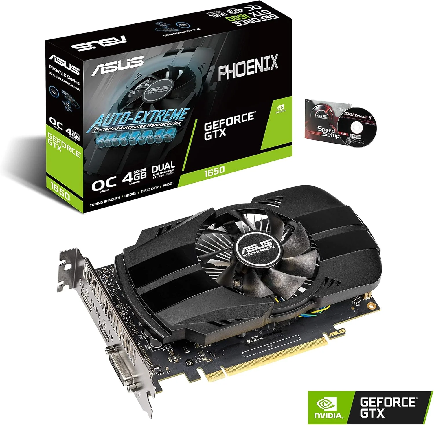 کارت گرافیک ایسوس GeForce GTX 1650 4GB Phoenix Fan Overclocked Edition HDMI DP DVI کارت گرافیک ایسوس GeForce GTX 1650 4GB Phoenix Fan Overclocked Edition HDMI DP DVI