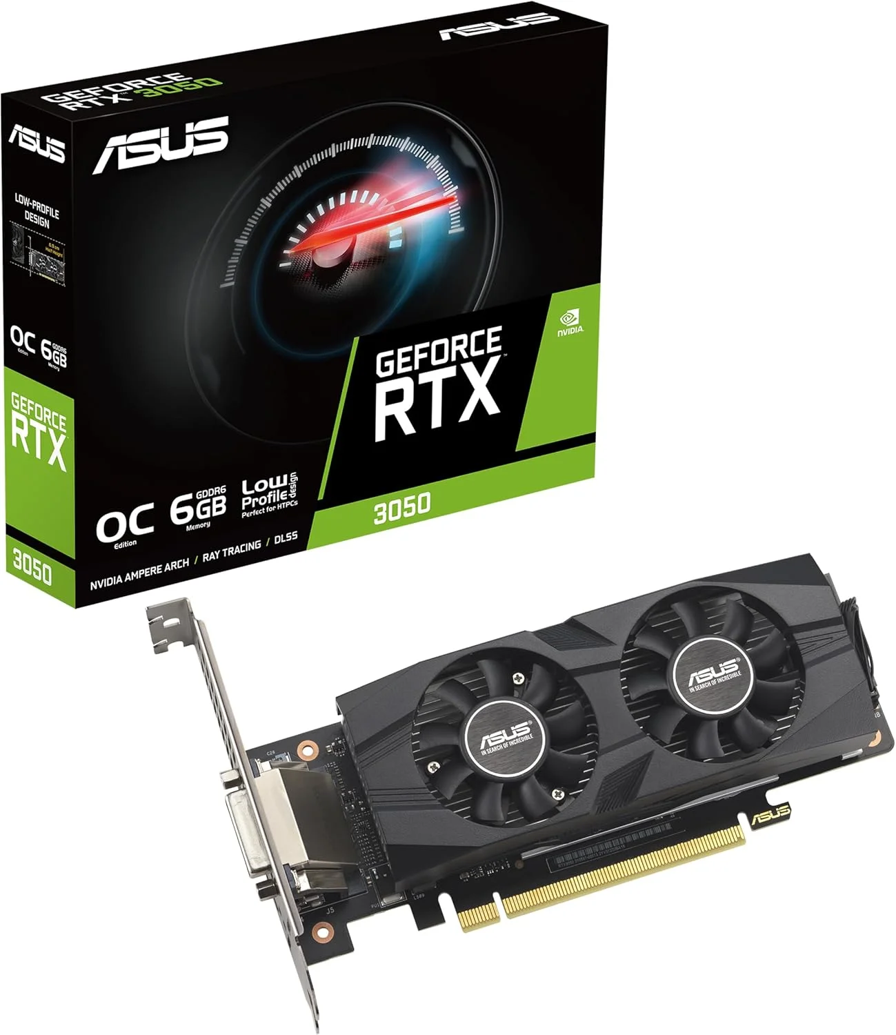 کارت گرافیک گیمینگ ایسوس GeForce RTX 3050 LP BRK OC Edition با 6 گیگابایت حافظه GDDR6 (Nvidia RTX3050, PCIe 4.0, 1x DVI-D, 1x HDMI 2.1, 1x DisplayPort 1.4a, RTX3050-O6G-LP-BRK) کارت گرافیک گیمینگ ایسوس GeForce RTX 3050 LP BRK OC Edition با 6 گیگابایت حافظه GDDR6 (Nvidia RTX3050, PCIe 4.0, 1x DVI-D, 1x HDMI 2.1, 1x DisplayPort 1.4a, RTX3050-O6G-LP-BRK)