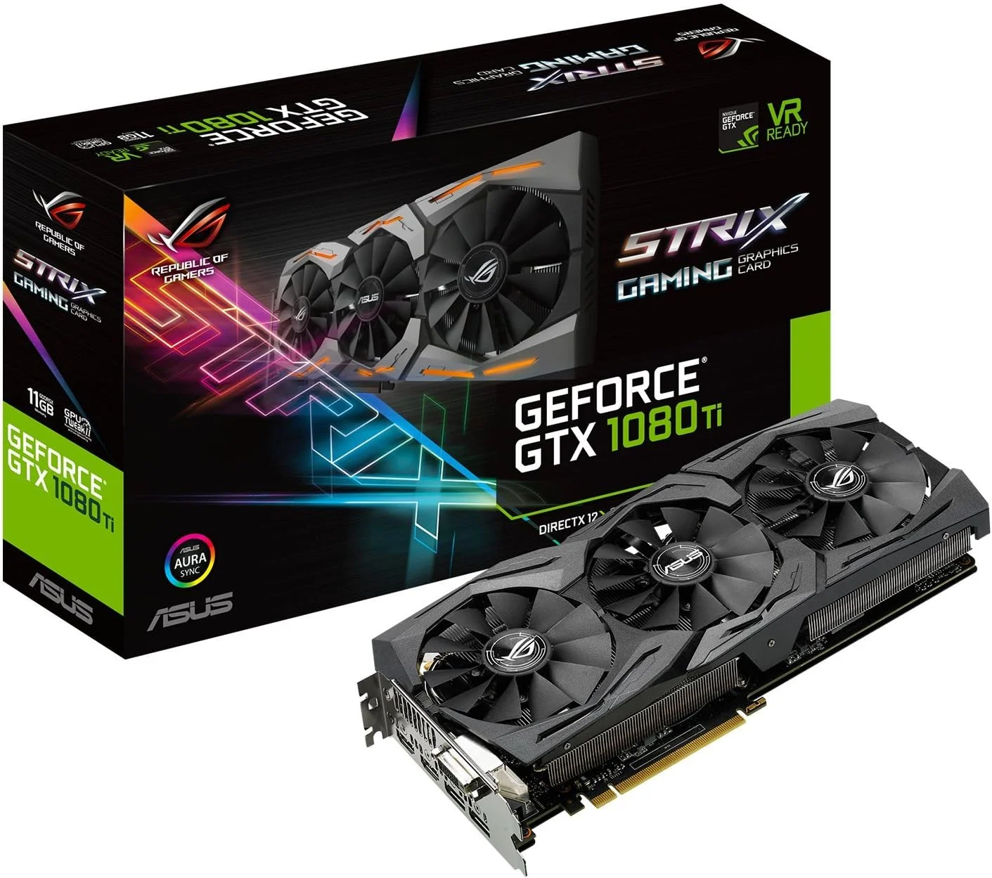 کارت گرافیک ایسوس ROG STRIX GeForce GTX 1080 TI 11GB مناسب بازی و واقعیت مجازی با کیفیت 5K HD (ROG-STRIX-GTX1080TI-11G-GAMING) (بازسازی شده) کارت گرافیک ایسوس ROG STRIX GeForce GTX 1080 TI 11GB مناسب بازی و واقعیت مجازی با کیفیت 5K HD (ROG-STRIX-GTX1080TI-11G-GAMING) (بازسازی شده)