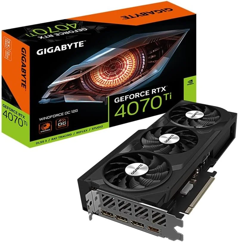 کارت گرافیک گیگابایت GeForce RTX 4070 TI WINDFORCE OC 12GB - با 12 گیگابایت DDRX6 21Gbps، PCI-E 4.0، 3 پورت DP 1.4a، HDMI 2.1a، NVIDIA DLSS 3، معماری Ada Lovelace، GV-N407TWF3OC-12GD کارت گرافیک گیگابایت GeForce RTX 4070 TI WINDFORCE OC 12GB - با 12 گیگابایت DDRX6 21Gbps، PCI-E 4.0، 3 پورت DP 1.4a، HDMI 2.1a، NVIDIA DLSS 3، معماری Ada Lovelace، GV-N407TWF3OC-12GD