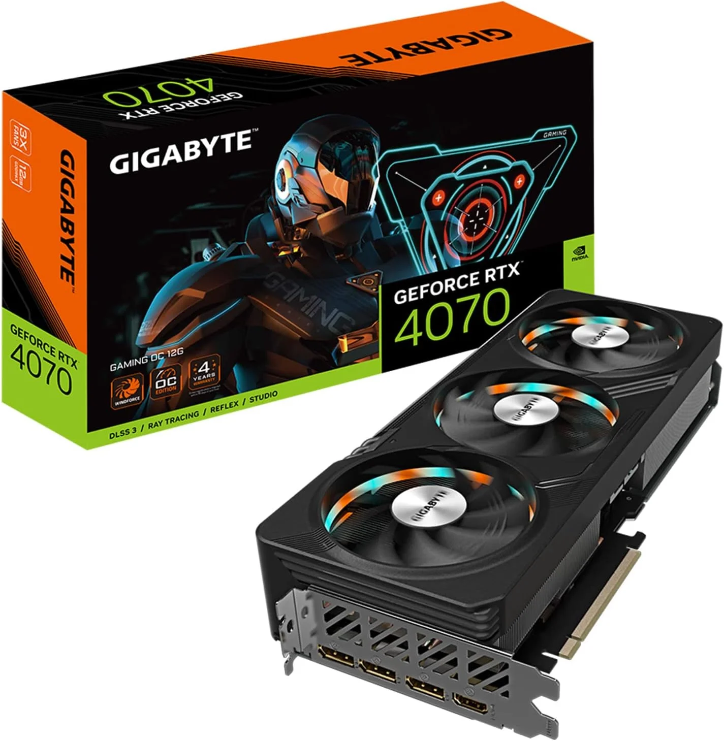 کارت گرافیک گیگابایت GeForce RTX 4070 Gaming OC 12G، سه فن WINDFORCE، حافظه 12GB GDDR6X 192-bit، کارت ویدیو GV-N4070GAMING OC-12GD
