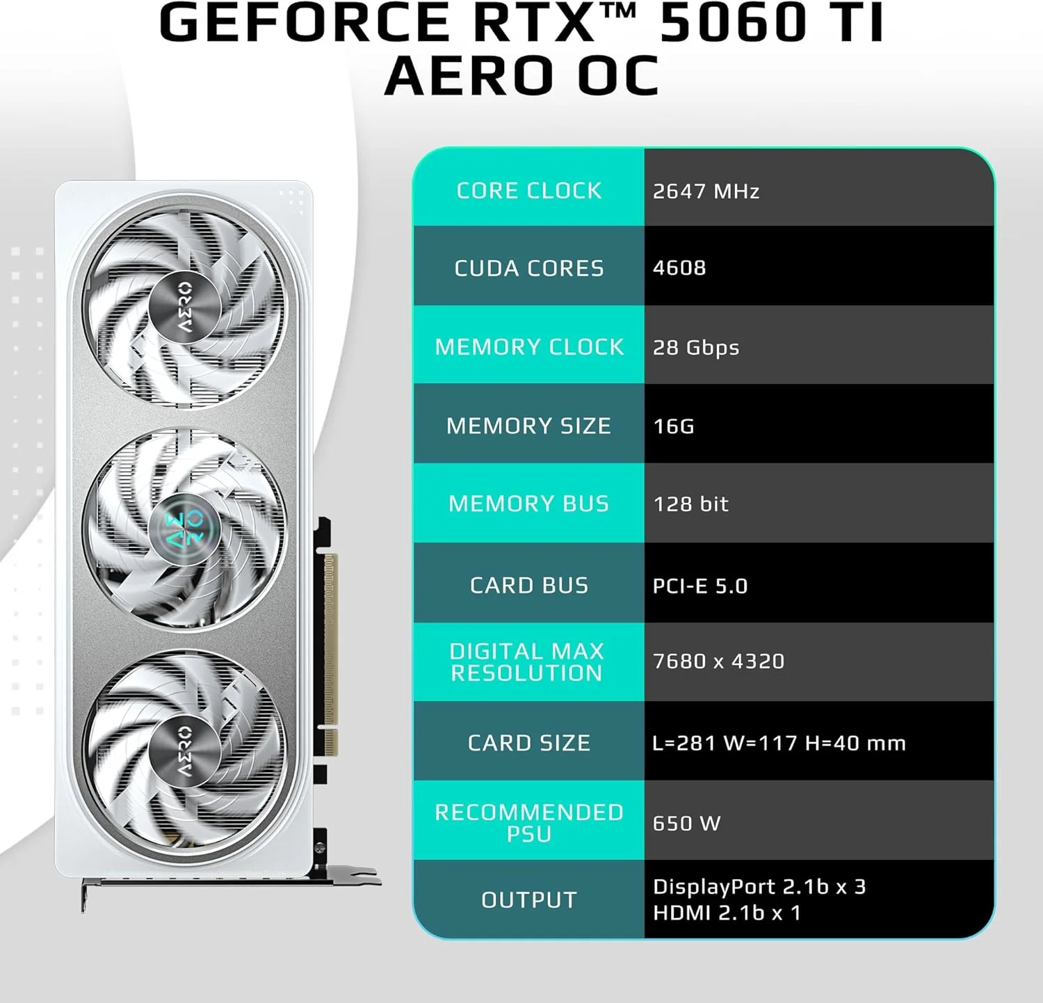کارت گرافیک GIGABYTE GeForce RTX 5060 Ti AERO OC 16G، با 16 گیگابایت حافظه GDDR7 128 بیتی، PCIe 5.0 و سیستم خنک کننده WINDFORCE، مدل GV-N506TAERO OC-16GD کارت گرافیک GIGABYTE GeForce RTX 5060 Ti AERO OC 16G، با 16 گیگابایت حافظه GDDR7 128 بیتی، PCIe 5.0 و سیستم خنک کننده WINDFORCE، مدل GV-N506TAERO OC-16GD