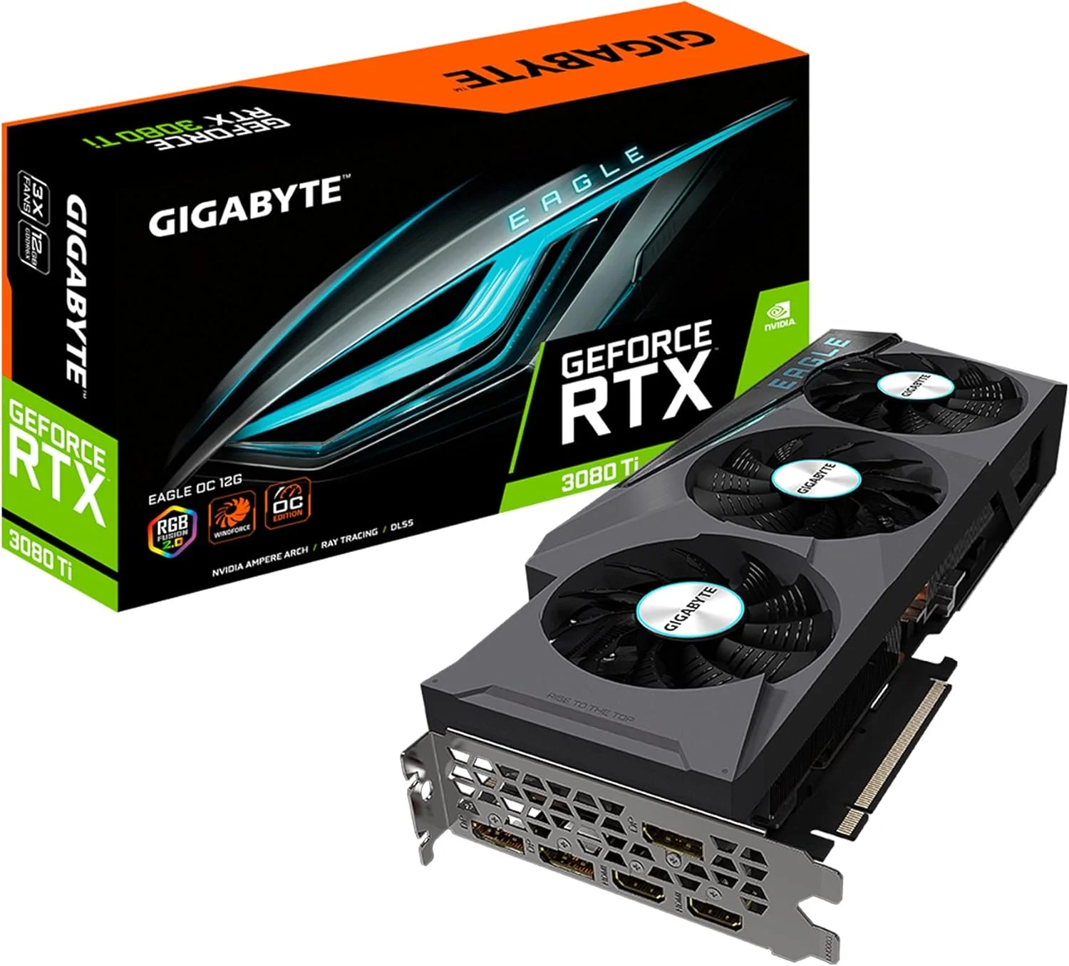 کارت گرافیک GIGABYTE GeForce RTX 3080 Ti Eagle OC 12G، سه فن Windforce، حافظه 12 گیگابایتی GDDR6X 384 بیتی، کارت ویدیو GV-N308TEAGLE OC-12GD