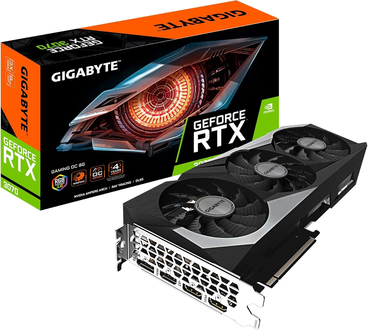 کارت گرافیک گیگابایت GeForce RTX 3070 Gaming OC 8G، سه فن WINDFORCE، حافظه 8 گیگابایتی GDDR6 256 بیتی، کارت ویدیویی GV-N3070GAMING OC-8GD