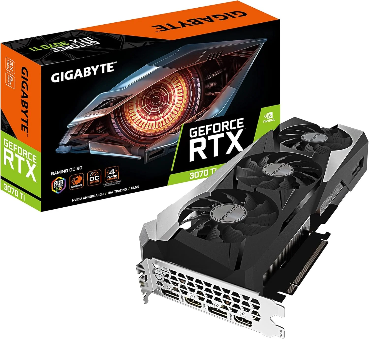 کارت گرافیک گیگابایت GeForce RTX 3070 Ti Gaming OC 8G، سیستم خنک کننده WINDFORCE 3X، حافظه 8GB GDDR6X 256-bit، کارت ویدیو GV-N307TGAMING OC-8GD