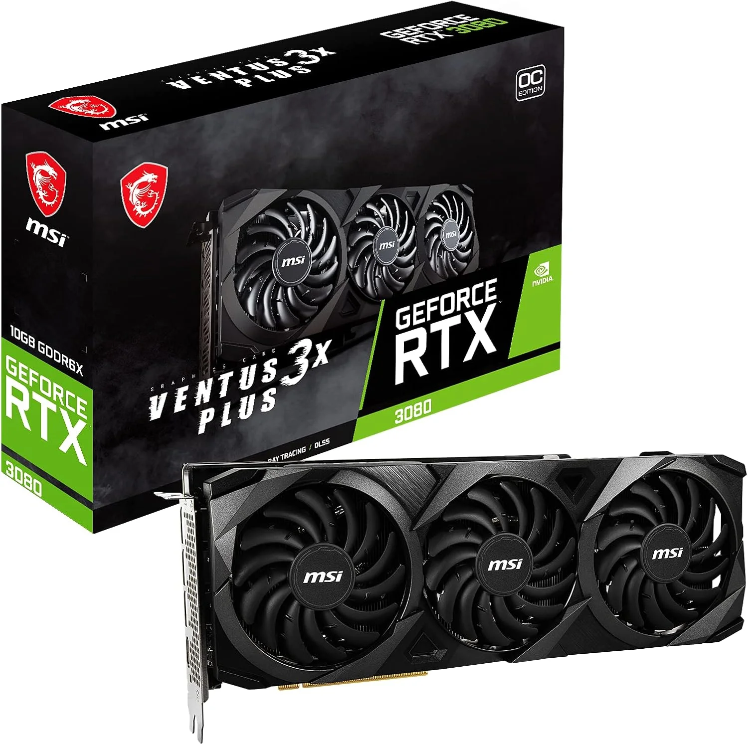 کارت گرافیک MSI Gaming GeForce RTX 3080 LHR 10GB GDRR6X 320-Bit HDMI/DP Nvlink Torx Fan 3 Ampere Architecture OC (مدل Ventus 3X Plus)