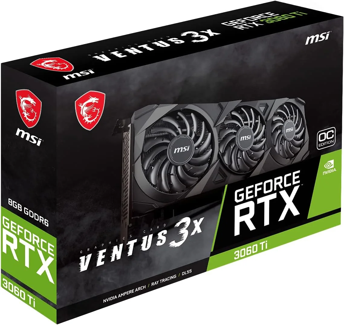 کارت گرافیک MSI Gaming GeForce RTX 3060 Ti LHR 8GB GDRR6 256-Bit HDMI/DP Torx Fan 3 Ampere Architecture (RTX 3060 Ti Ventus 3X 8G OC LHR)