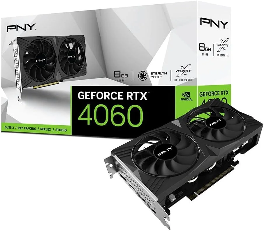 کارت گرافیک PNY GeForce RTX™ 4060 8GB Verto™ با دو فن DLSS 3 (128-bit, PCIe 4.0, GDDR6, HDMI/DisplayPort, پشتیبانی از 4k, 2 اسلات)