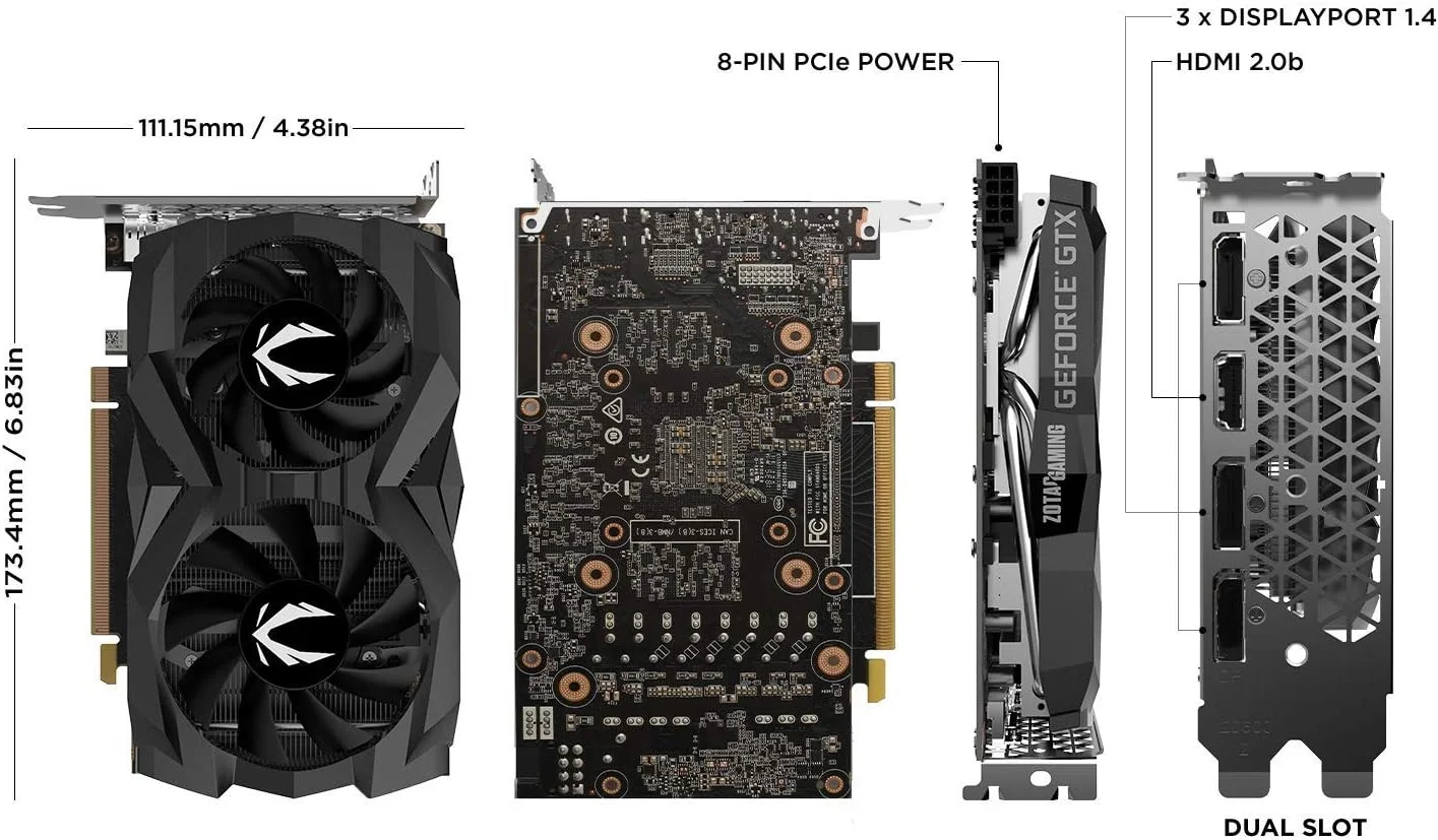 کارت گرافیک گیمینگ ZOTAC Gaming GeForce GTX 1660 Super با 6 گیگابایت حافظه GDDR6 و رابط 192 بیتی، بسیار جمع و جور، ZT-T16620F-10L (بازسازی شده) - تصویر 2