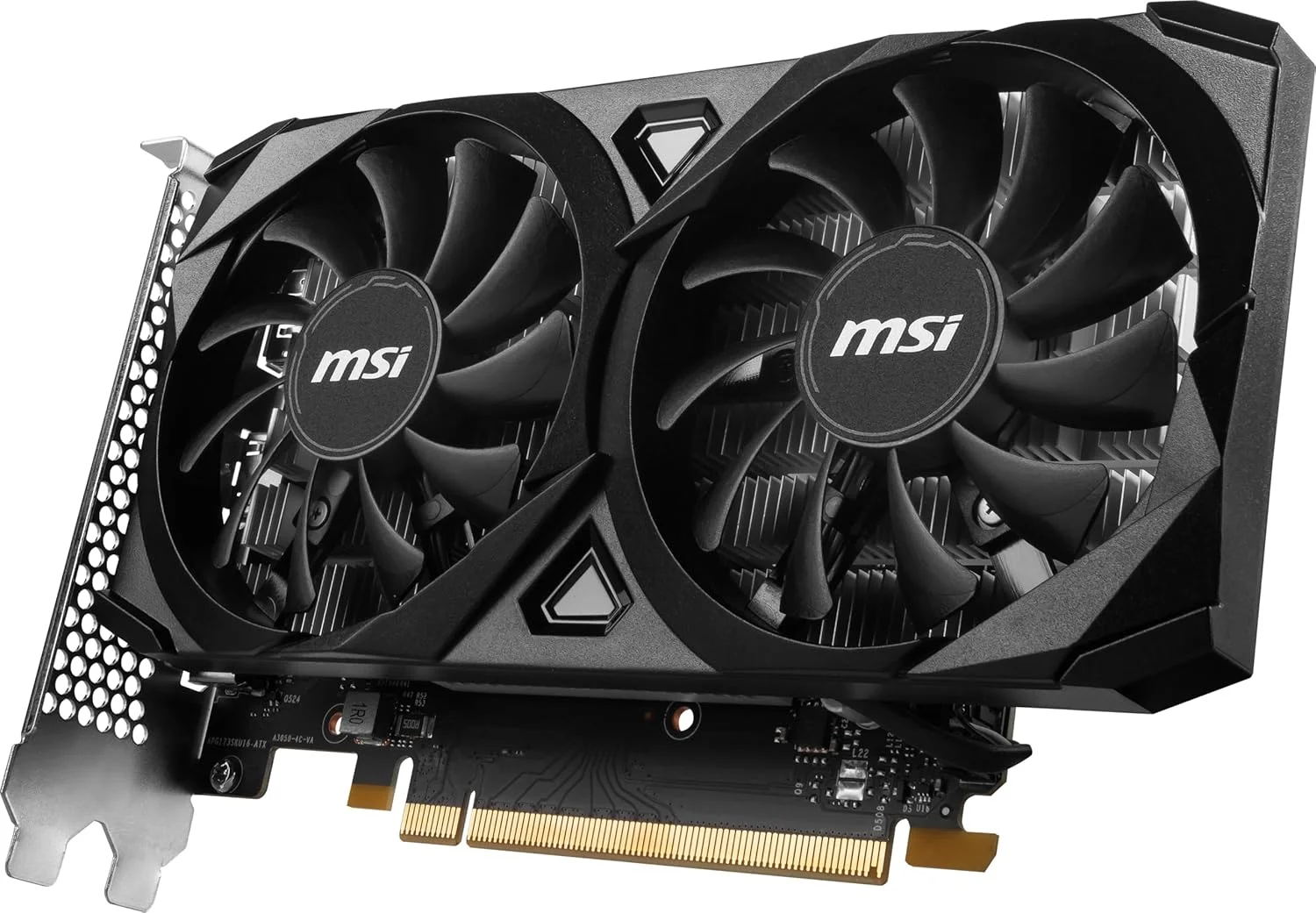 کارت گرافیک گیمینگ MSI GeForce RTX 3050 Ventus 2X E 6G OC - حافظه 6 گیگابایت GDDR6، فرکانس 1492 مگاهرتز، PCI Express Gen 4، رابط 96 بیتی، 1x DisplayPort (v1.4a)، 2x HDMI 2.1 (پشتیبانی از 4K)