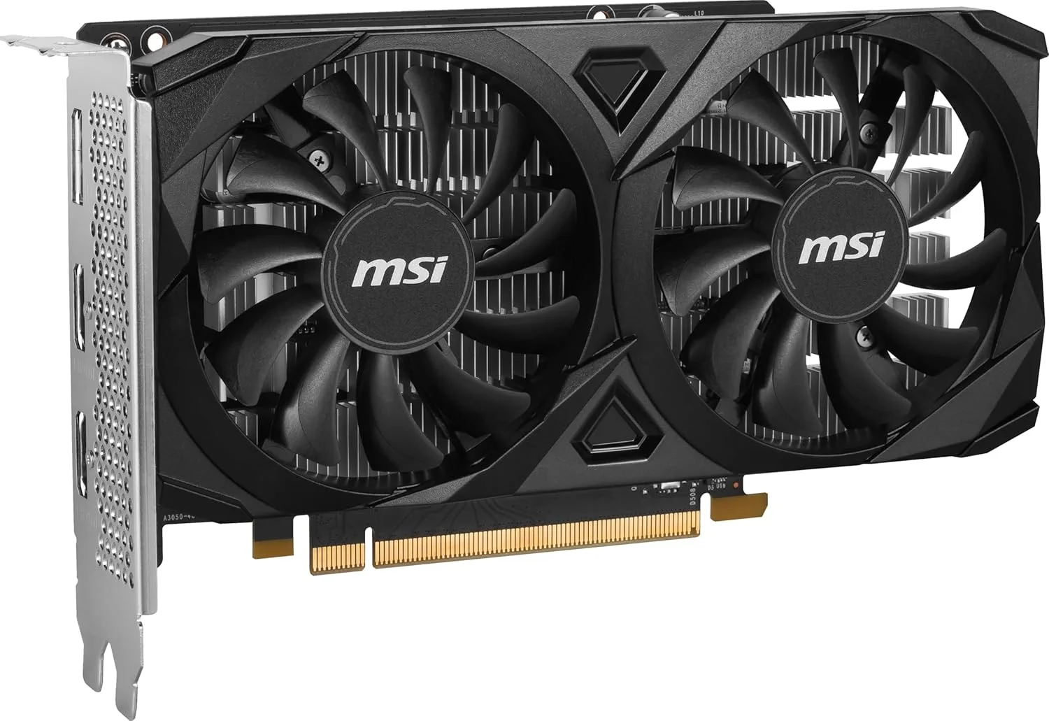 کارت گرافیک گیمینگ MSI GeForce RTX 3050 Ventus 2X E 6G OC - حافظه 6 گیگابایت GDDR6، فرکانس 1492 مگاهرتز، PCI Express Gen 4، رابط 96 بیتی، 1x DisplayPort (v1.4a)، 2x HDMI 2.1 (پشتیبانی از 4K)