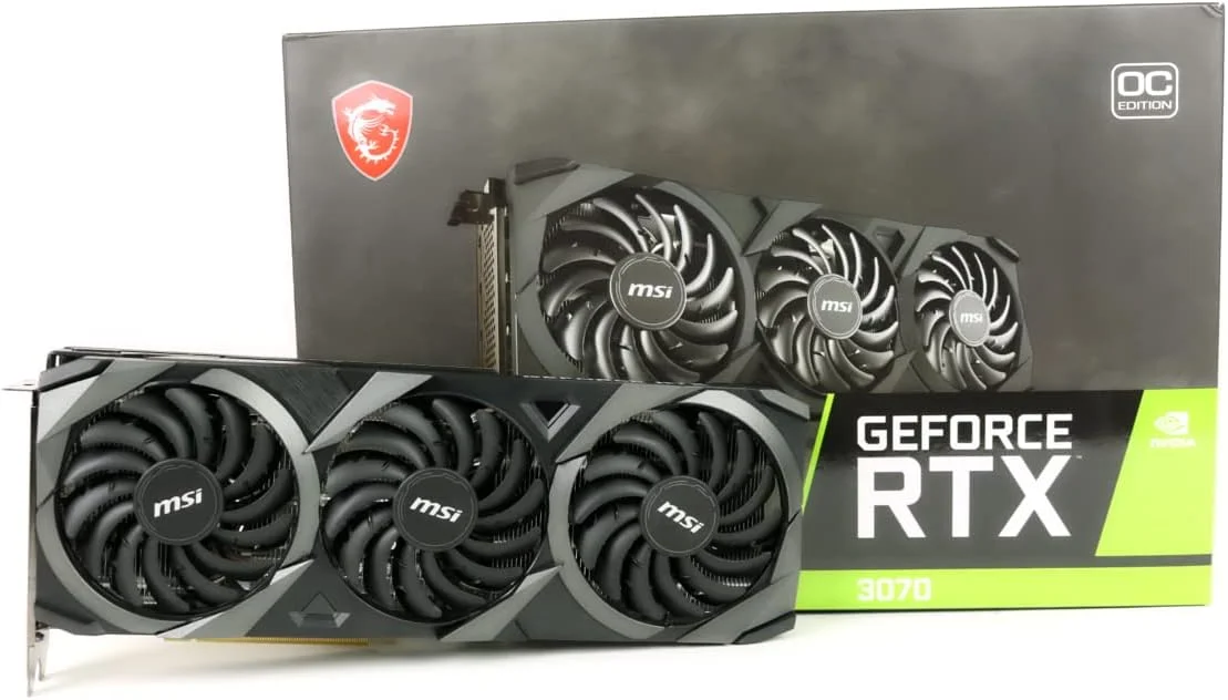 کارت گرافیک MSI Gaming GeForce RTX 3070 با 8 گیگابایت حافظه GDDR6، 256 بیتی، HDMI/DP، فن TORX 3.0، معماری Ampere OC (RTX 3070 Ventus 3X OC) (بازسازی شده)