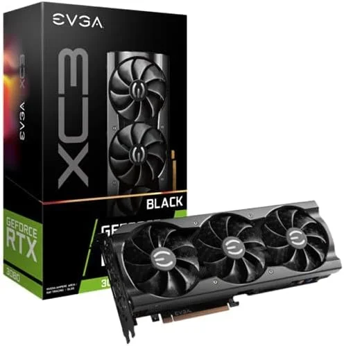 کارت گرافیک گیمینگ EVGA GeForce RTX 3080 XC3 Black، 10G-P5-3881-KL، حافظه 10GB GDDR6X، خنک کننده iCX3، نورپردازی ARGB LED، LHR (بازسازی شده)