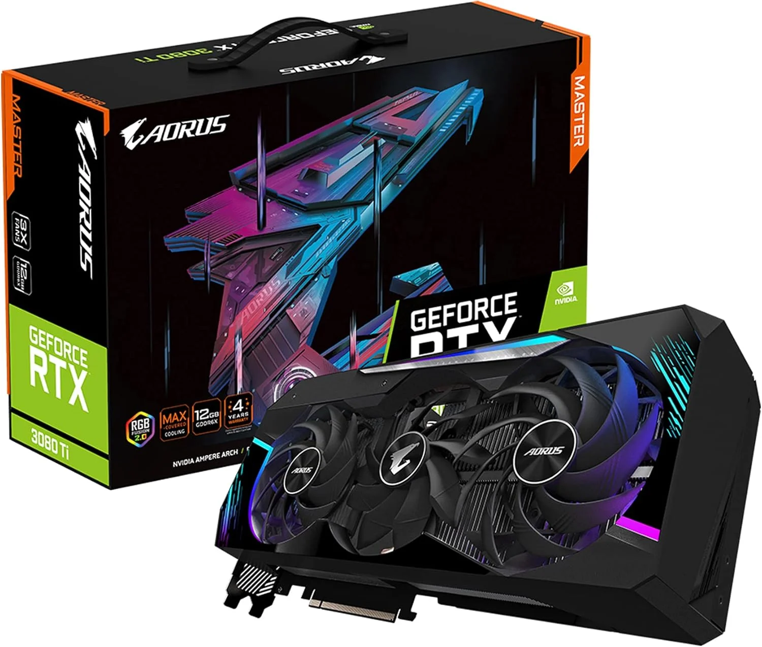 کارت گرافیک GIGABYTE AORUS GeForce RTX 3080 Ti Master 12G، خنک کننده با پوشش حداکثری، 12 گیگابایت GDDR6X 384-bit، کارت ویدیو GV-N308TAORUS M-12GD