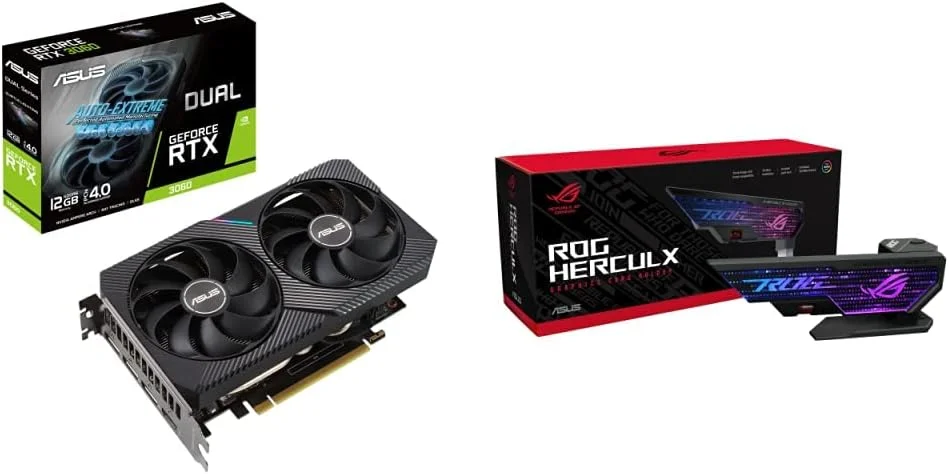 کارت گرافیک ASUS DUAL-RTX3060-O12G-V2 به همراه نگهدارنده کارت گرافیک ROG Herculx