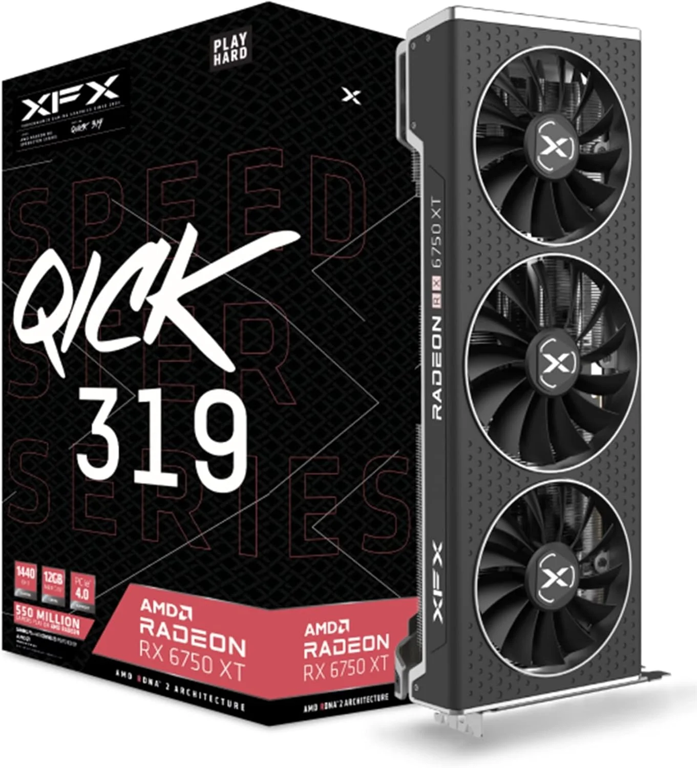 کارت گرافیک گیمینگ XFX Speedster QICK319 Radeon RX 6750XT CORE با 12 گیگابایت GDDR6 HDMI 3xDP، AMD RDNA 2 RX-675XYJFDP