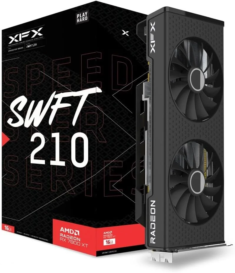 کارت گرافیک گیمینگ XFX Speedster SWFT210 Radeon RX 7800XT با 16 گیگابایت GDDR6 HDMI 3xDP، AMD RDNA 3 RX-78TSWFTFA