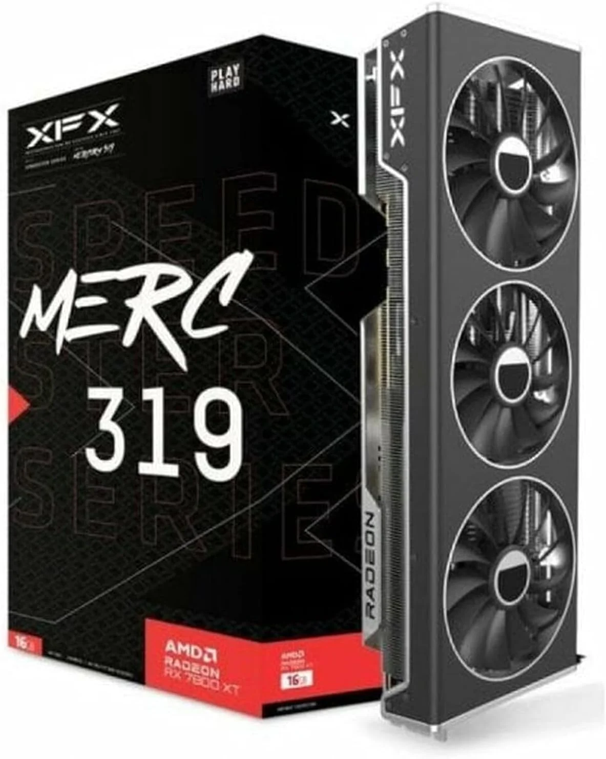 کارت گرافیک گیمینگ XFX Speedster MERC319 RX 7800 XT Black با 16 گیگابایت حافظه GDDR6، دارای HDMI و 3xDP، AMD RDNA 3 RX-78TMERCB9
