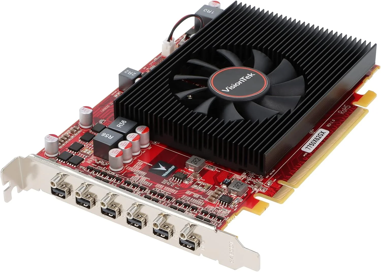 کارت گرافیک ویژن تک رادئون 7750 با 2 گیگابایت حافظه GDDR5 و 6 خروجی miniDP (شامل 6 تبدیل miniDP به HDMI) - مدل 900880