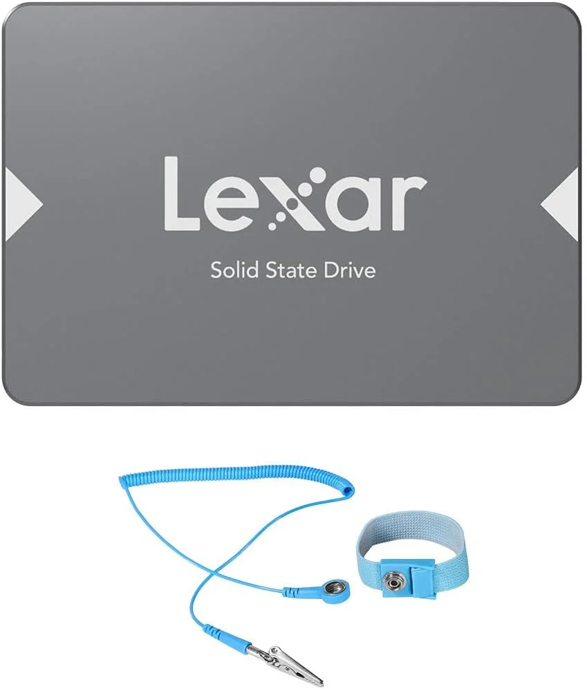 درایو حالت جامد داخلی Lexar NS100 با ظرفیت 2 ترابایت SATA III 2.5 اینچ، همراه با مچ بند ضد الکتریسیته ساکن Green Extreme به طول 6 فوت