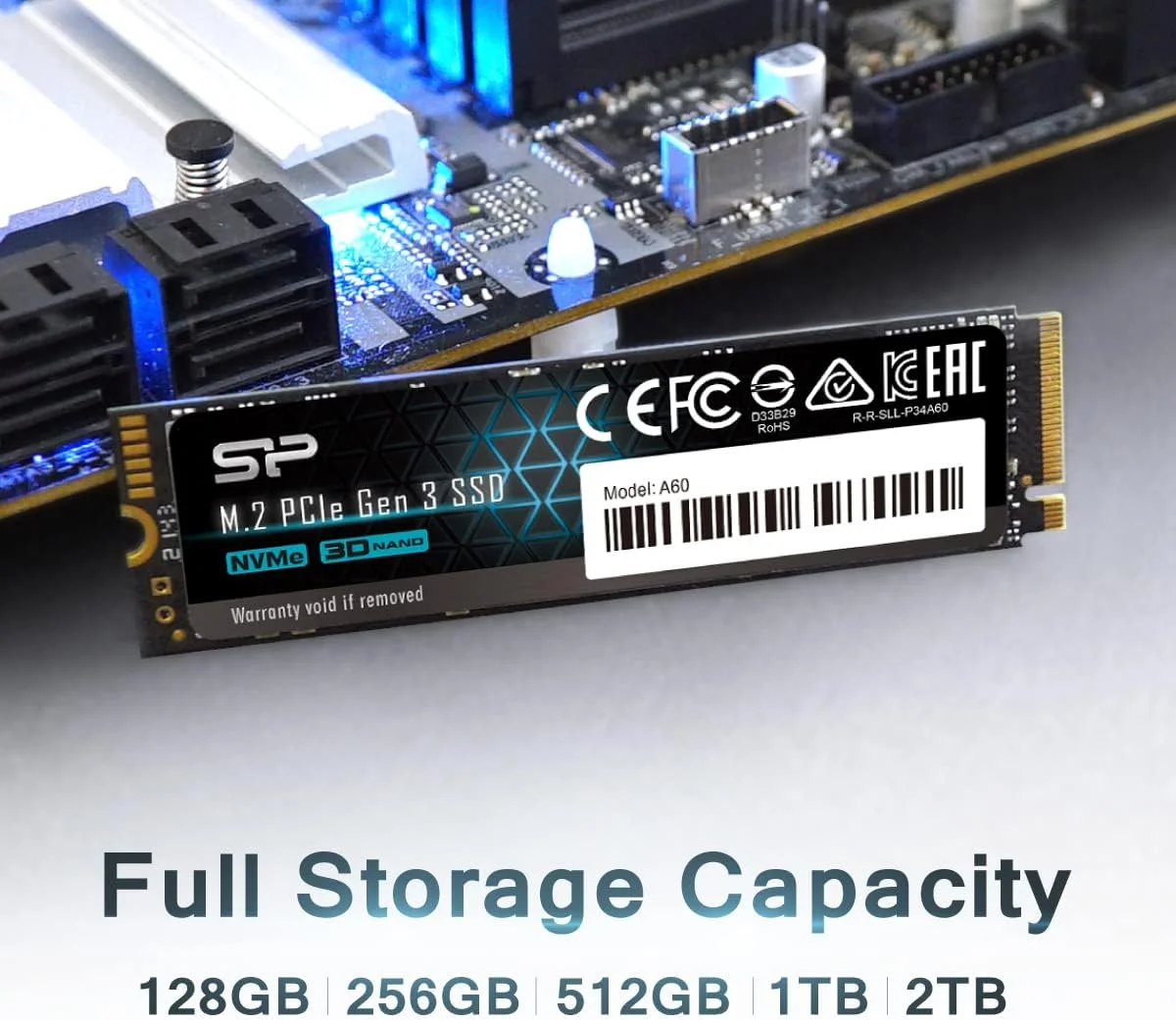 حافظه اس اس دی سیلیکون پاور 256 گیگابایت NVMe M.2 PCIe Gen3x4 2280 مدل (SP256GBP34A60M28)