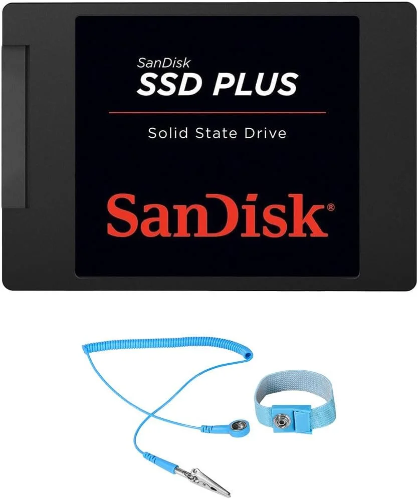 حافظه اس اس دی داخلی 480 گیگابایتی SanDisk SSD Plus SATA III 2.5 اینچی، همراه با بند مچی ضد الکتریسیته ساکن Green Extreme به طول 6 فوت