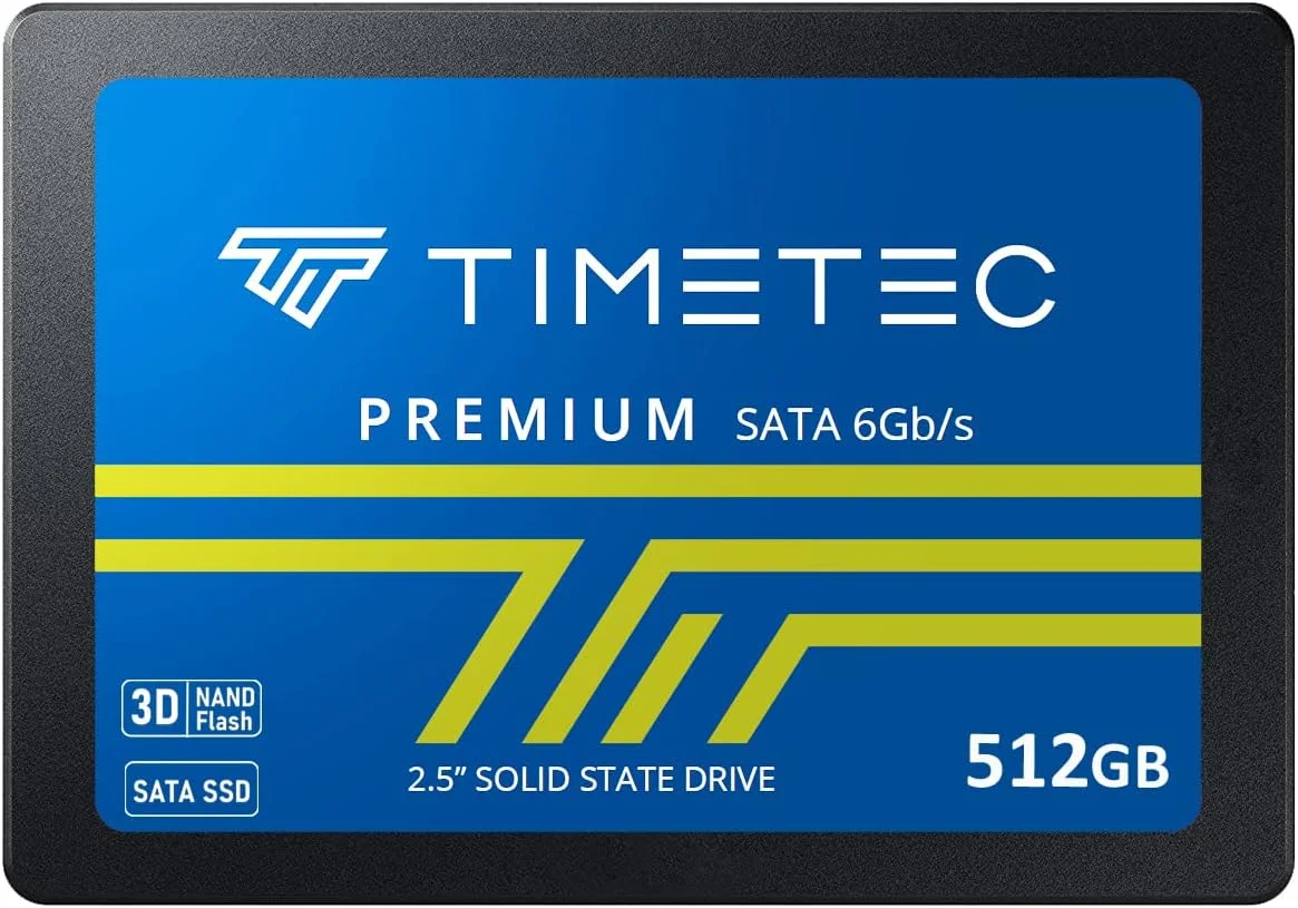 حافظه اس اس دی 512 گیگابایتی Timetec 3D NAND SATA III 6Gb/s 2.5 اینچی 7 میلی‌متری (0.28 اینچ) سرعت خواندن تا 550 مگابایت بر ثانیه SLC Cache Performance Boost درایو حالت جامد داخلی برای کامپیوتر رومیزی و لپ تاپ (512 گیگابایت)