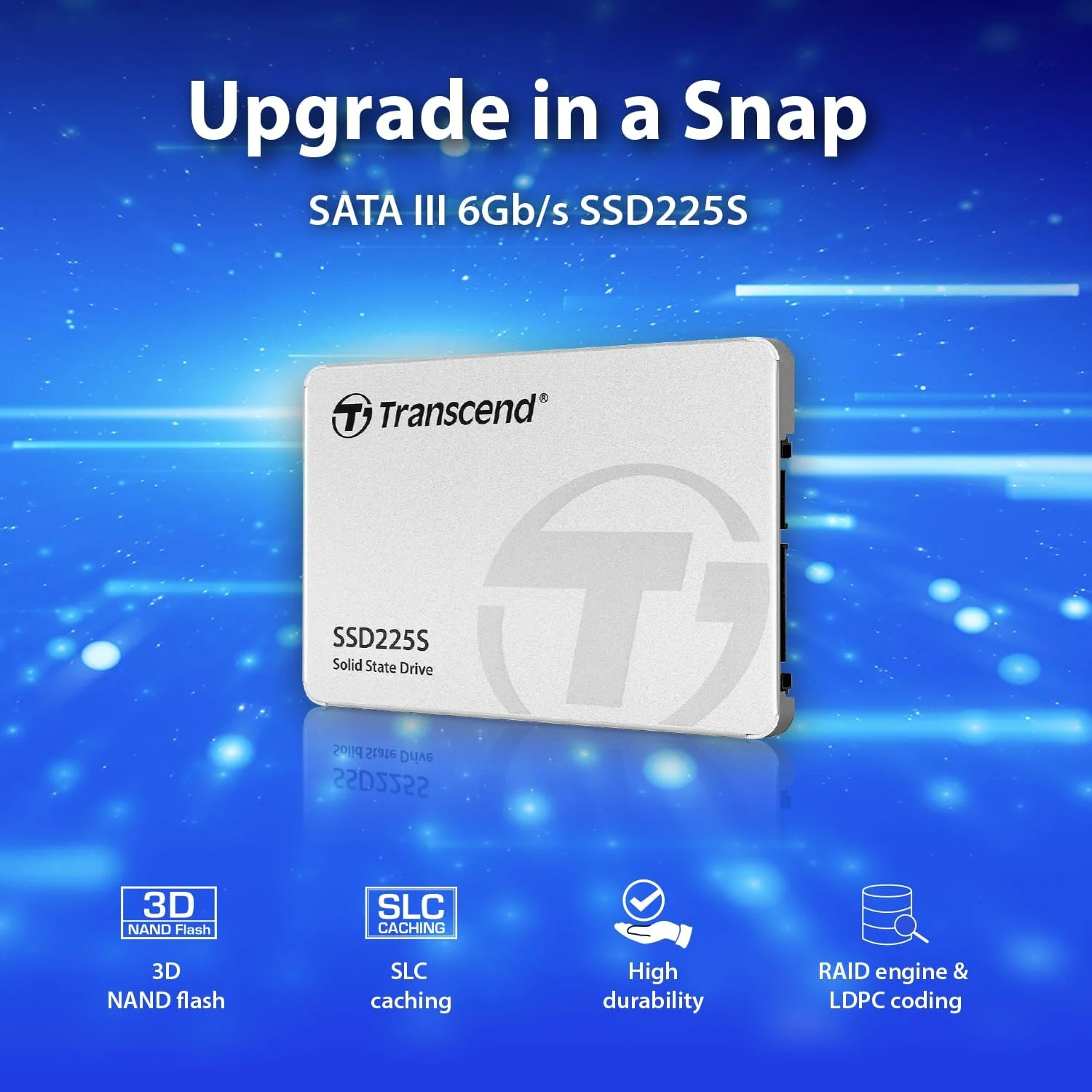 درایو حالت جامد 250 گیگابایتی Transcend 2.5 اینچی SATA III 6Gb/s، تا 500 مگابایت بر ثانیه، سازگار با PS4، لپ‌تاپ، رایانه‌های رومیزی، رایانه‌های شخصی، ارتقاء نوت‌بوک، درایو حالت جامد داخلی با SLC Cache، 3D TLC NAND، موتور RAID، کدگذاری LDPC