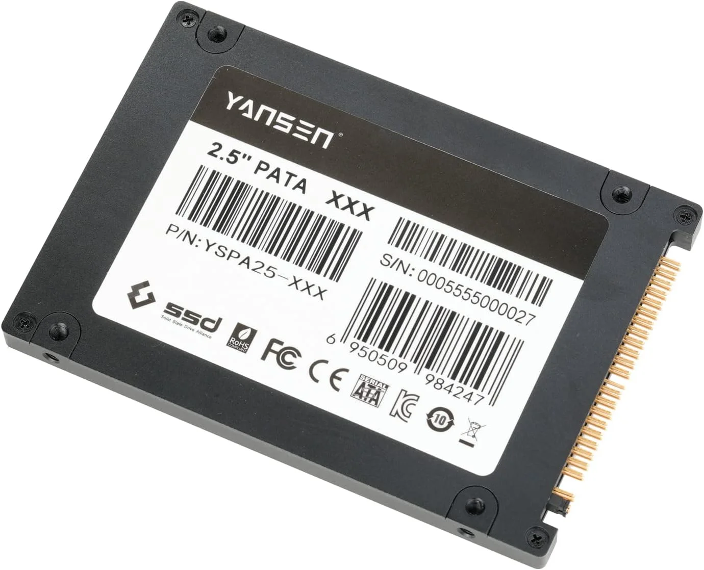 درایو حالت جامد 128 گیگابایتی Yansen، 2.5 اینچی، PATA/IDE، 44 پین، با حافظه فلش MLC